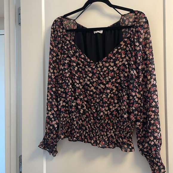 LUSH floral blouse, black & pink - Picture 1 of 11